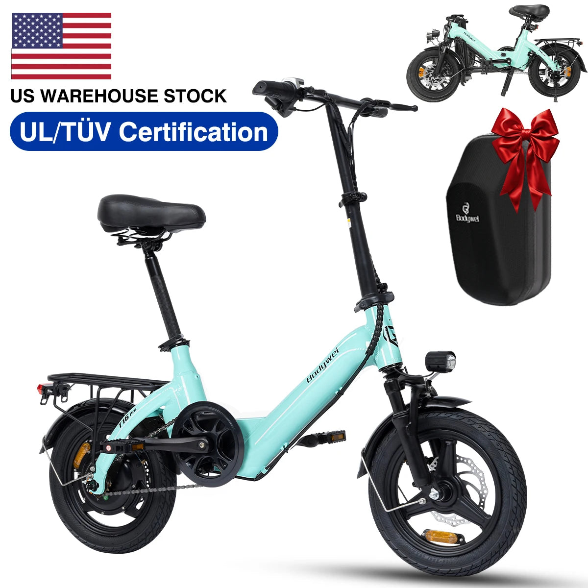 Bodywel Folding Electric Bike 1000W For Urban Commute With Dual Disc Brakes