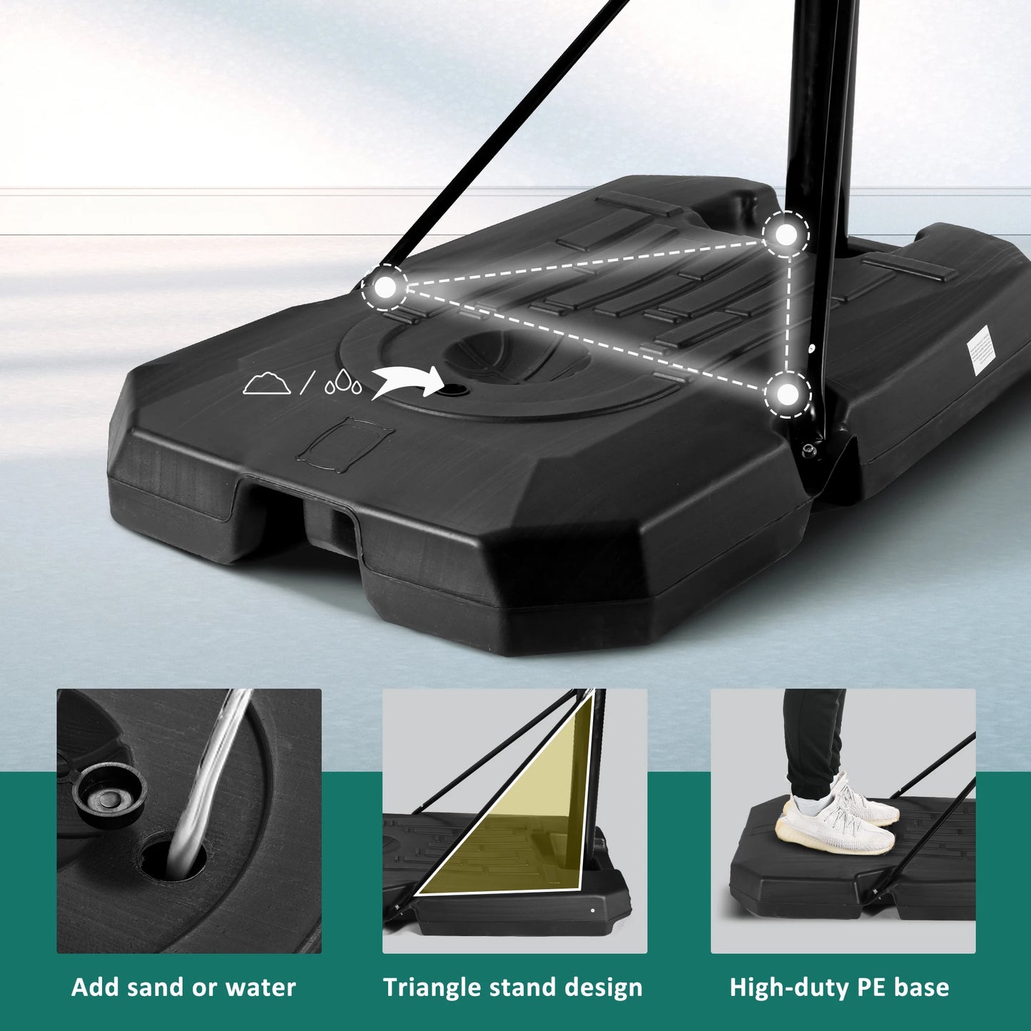Portable Basketball Hoop System With Adjustable Mechanism For Indoor Outdoor