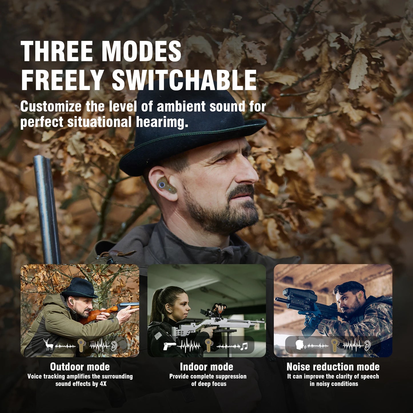 ARM NEXT Tactical Headset Noise Cancelling Hearing Protection NRR27dB ShootingAndHunting