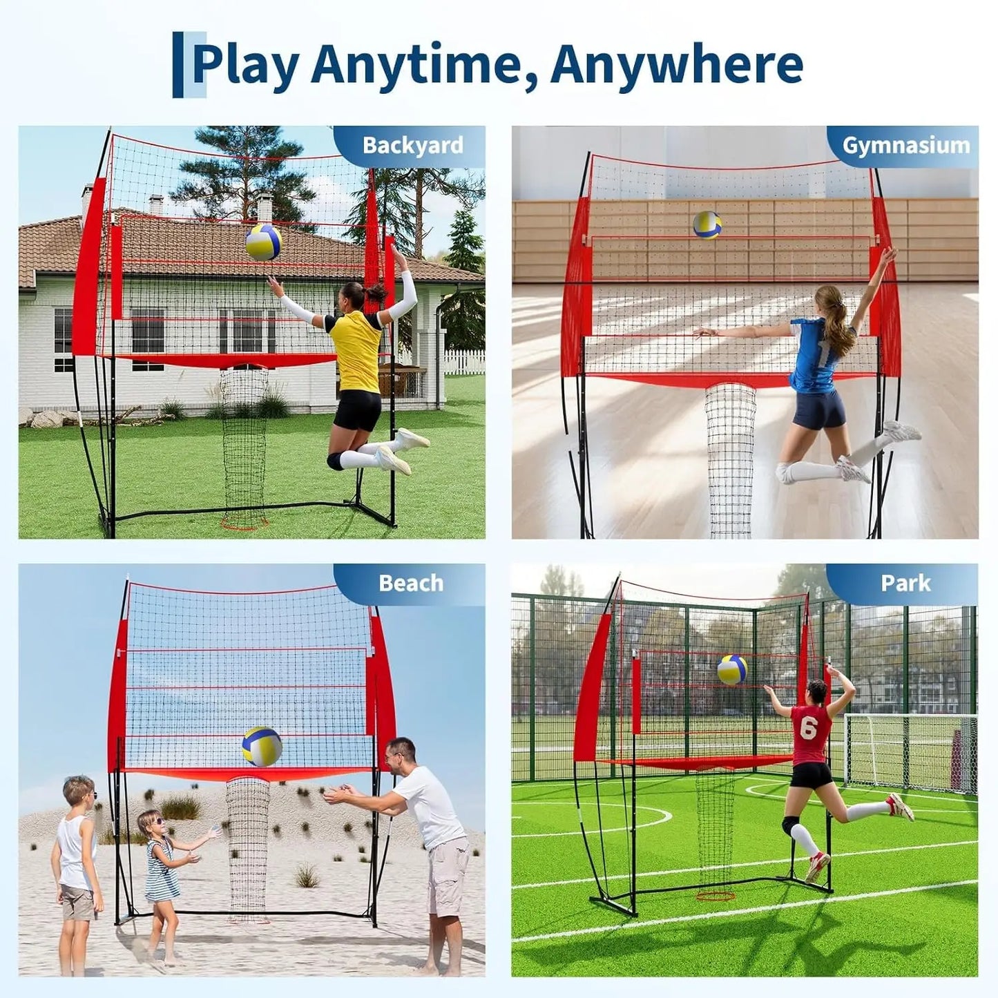 HiMISS Volleyball Practice Net Height Adjustable Portable Carry Bag
