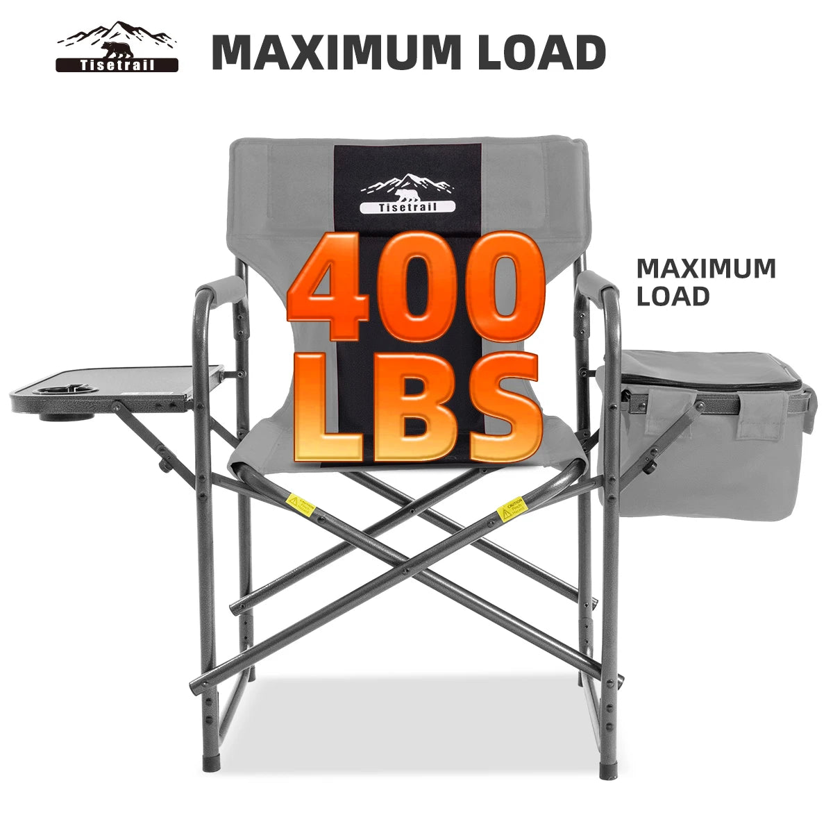 Tisetrail Director Camping Chair With Cooler Bag Foldable Side Tray