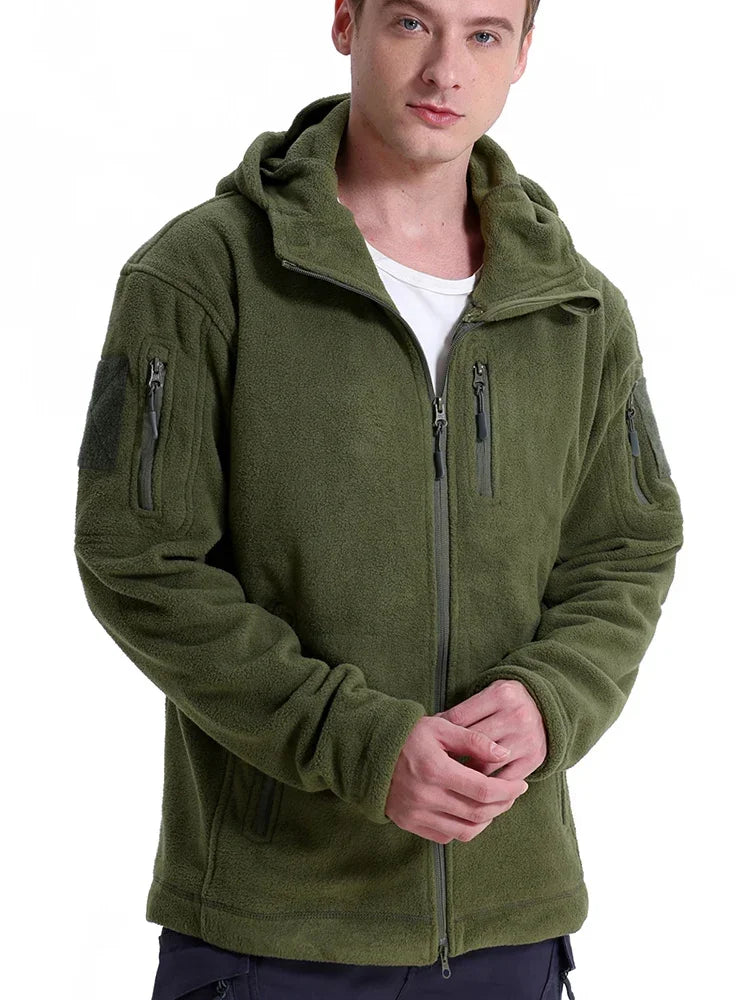 Men Hunting Fleece Jacket Full Zip Tactical Outdoor Warm