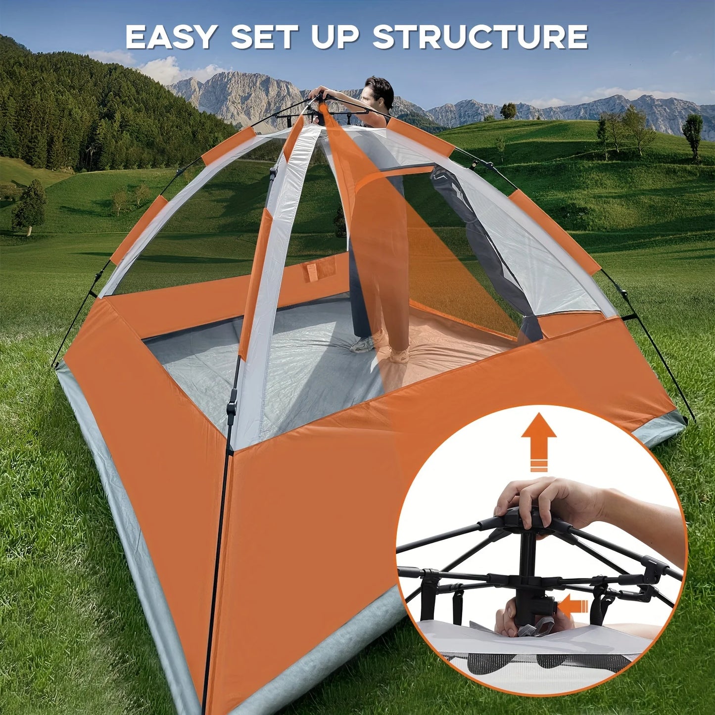 Unp 4 Person Pop Up Tent With Fly Waterproof Windproof