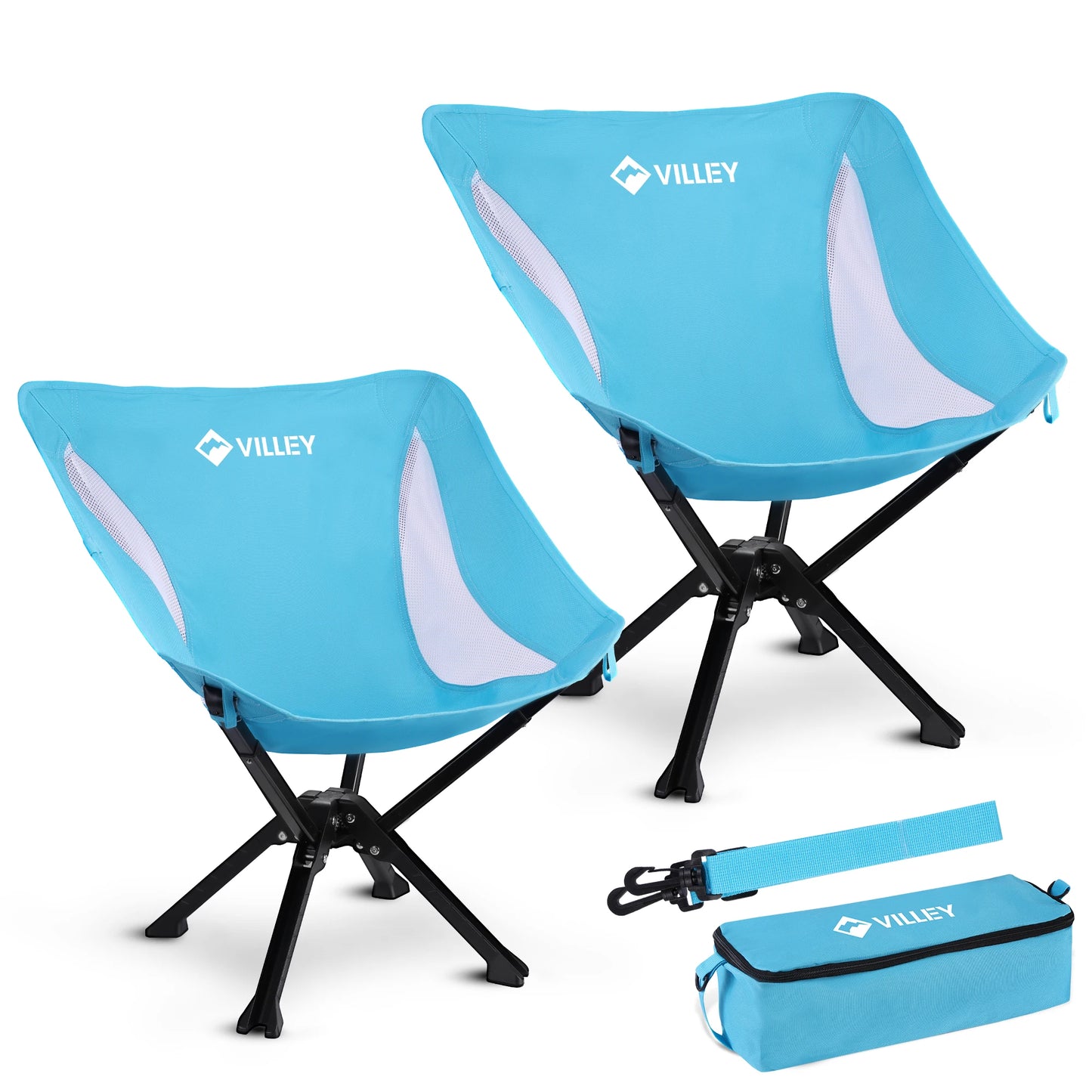 Villey Portable Folding Chair For Camping Beach Hiking 330 Lbs