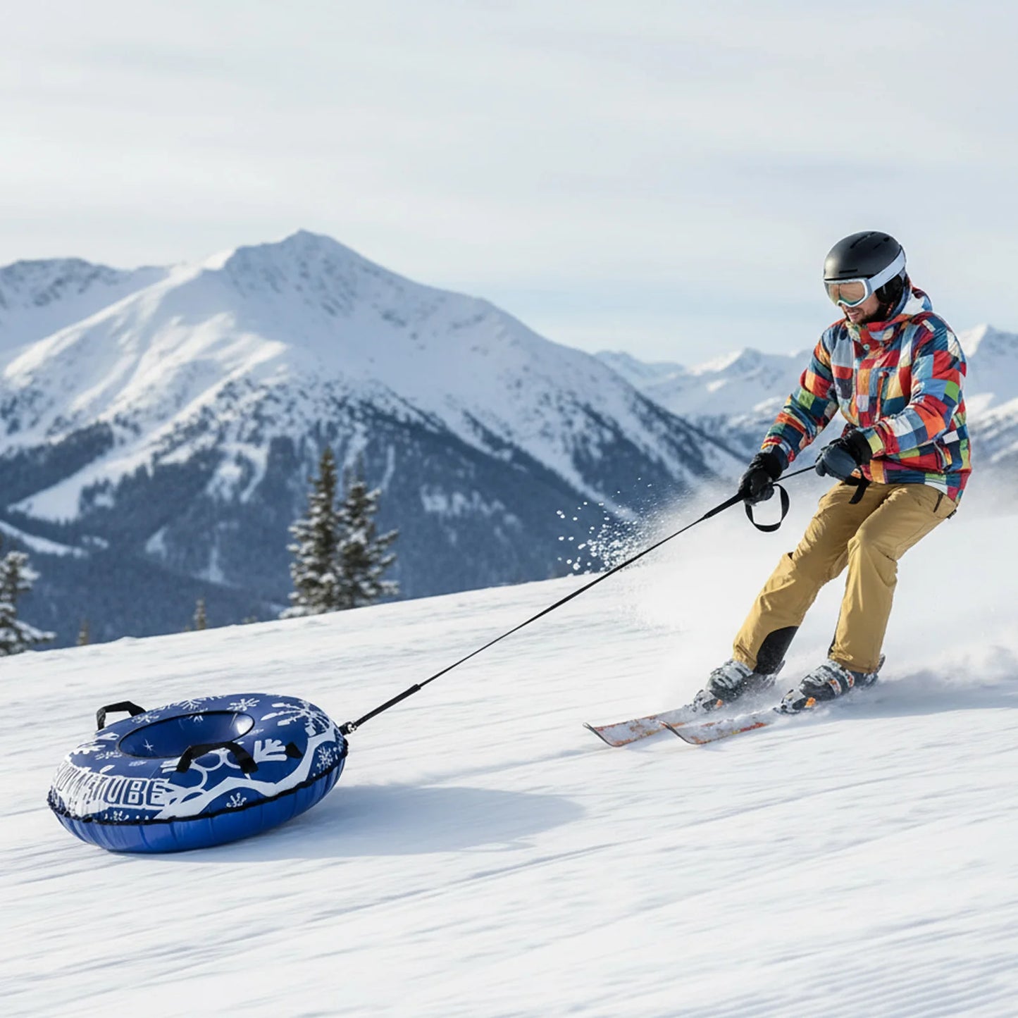 Inflatable Snow Tube Sled Heavy Duty for Sledding with Handles