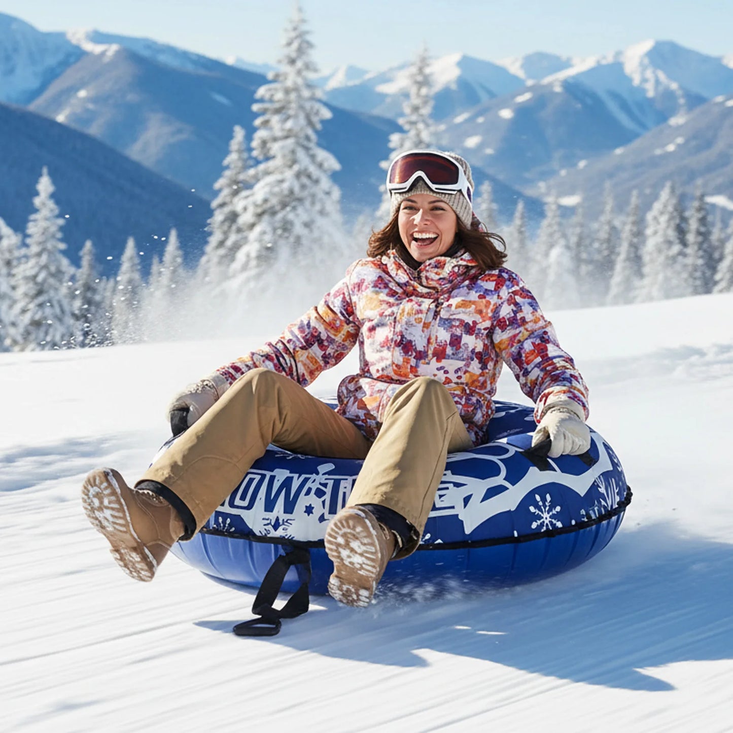 Inflatable Snow Tube Sled Heavy Duty for Sledding with Handles