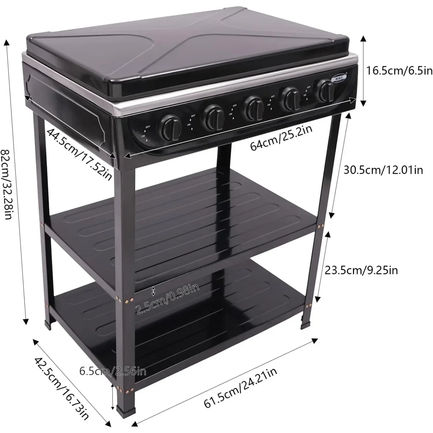 5 Burner Gas Stove Outdoor Camping Grill With Tier Storage