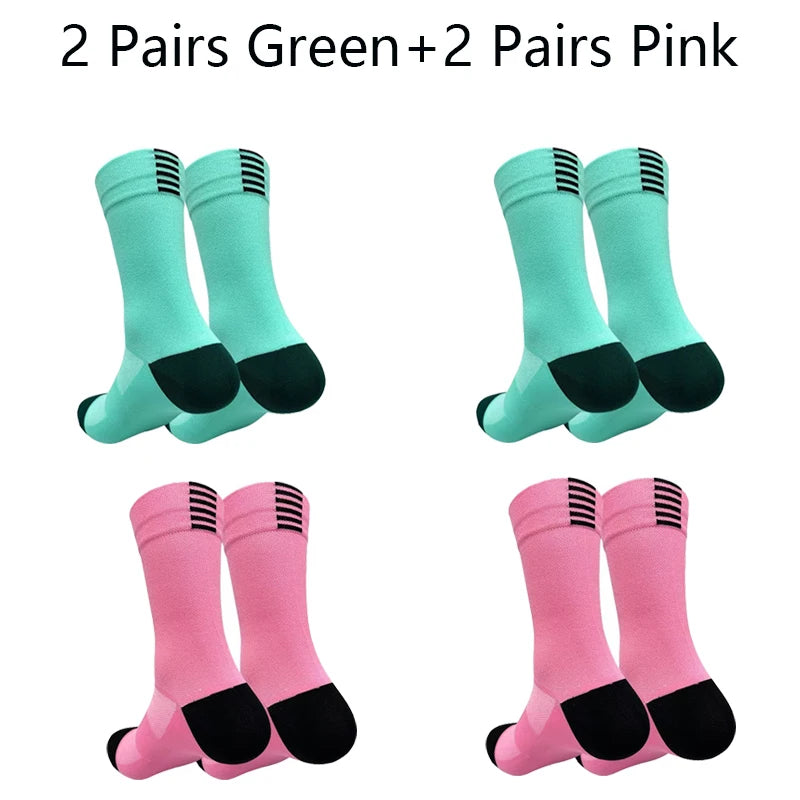 Men Cycling Socks Breathable Mesh Quick Dry Mid Tube