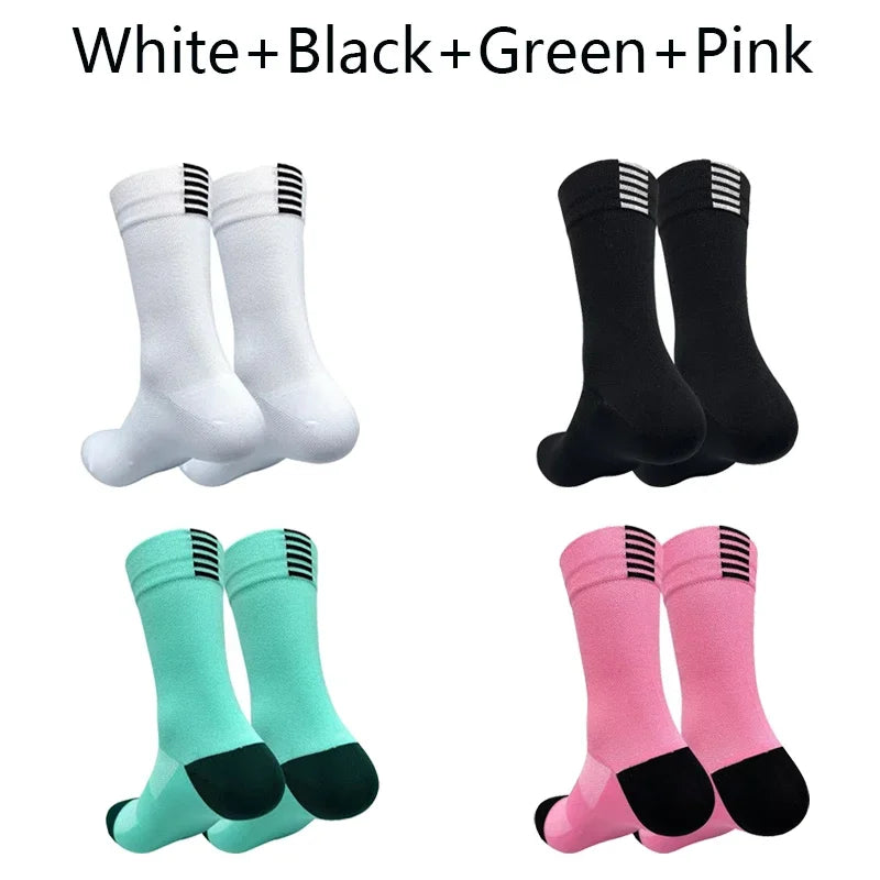 Men Cycling Socks Breathable Mesh Quick Dry Mid Tube