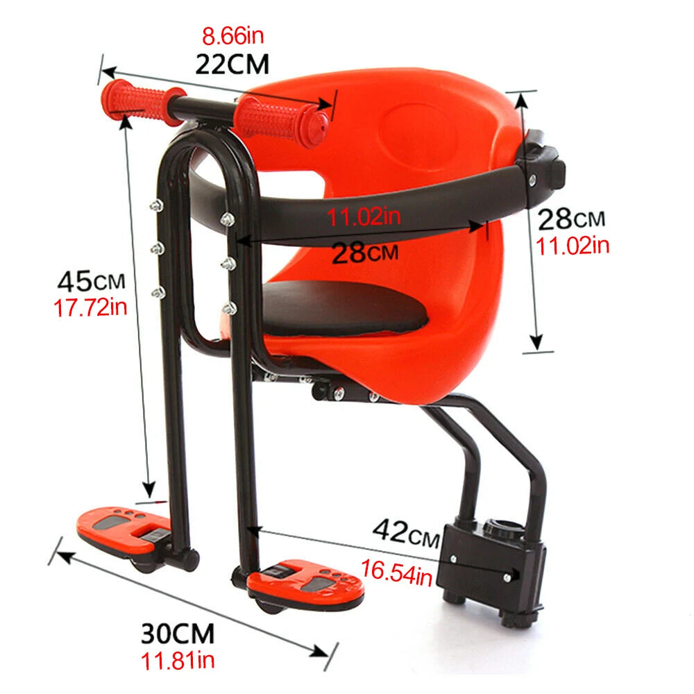 Front Mounted Mountain Bike Child Seat Cushioned Safety for Kids