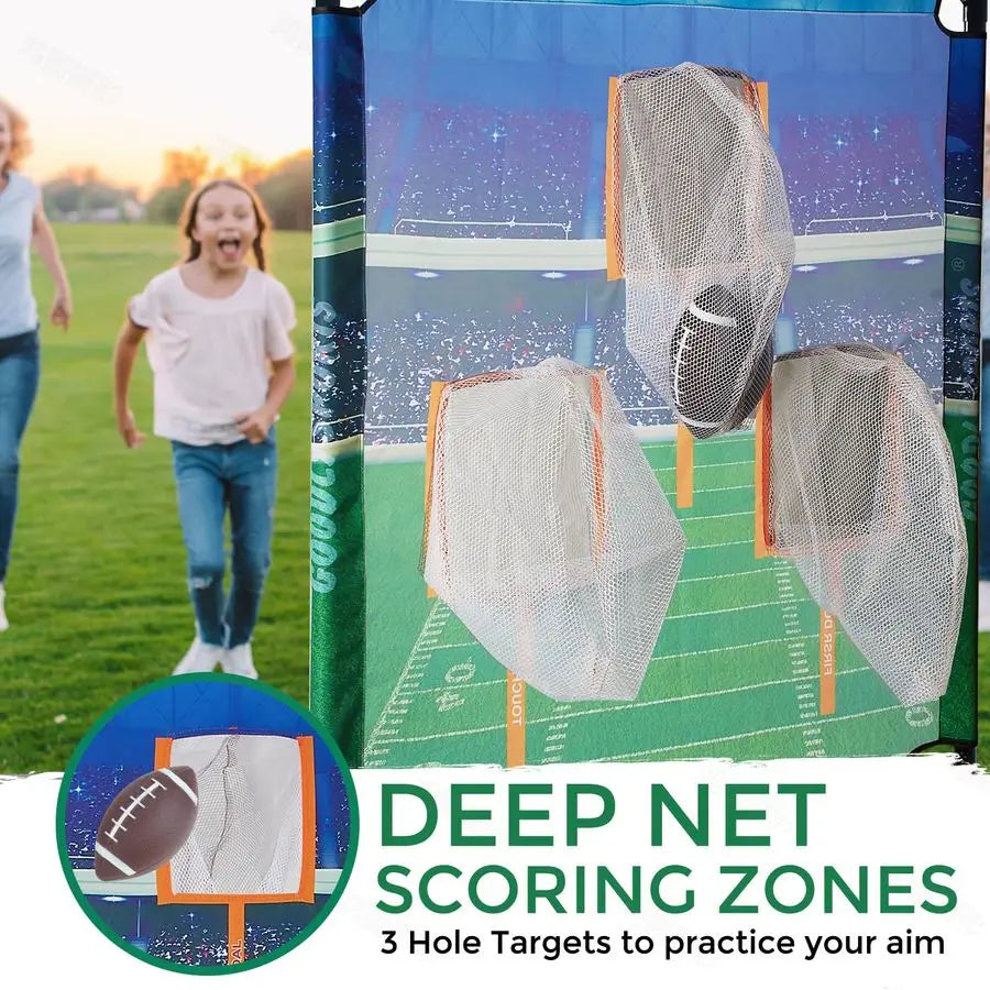 Football Toss Game With Inflatable Target Practice And Four Balls