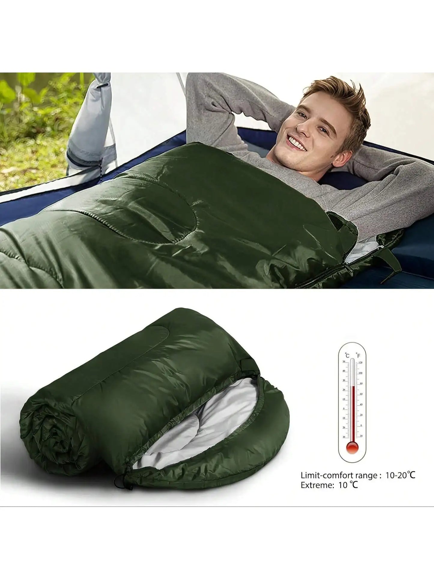 Camping Sleeping Bag Extended Thickened Warm Foldable For Outdoors