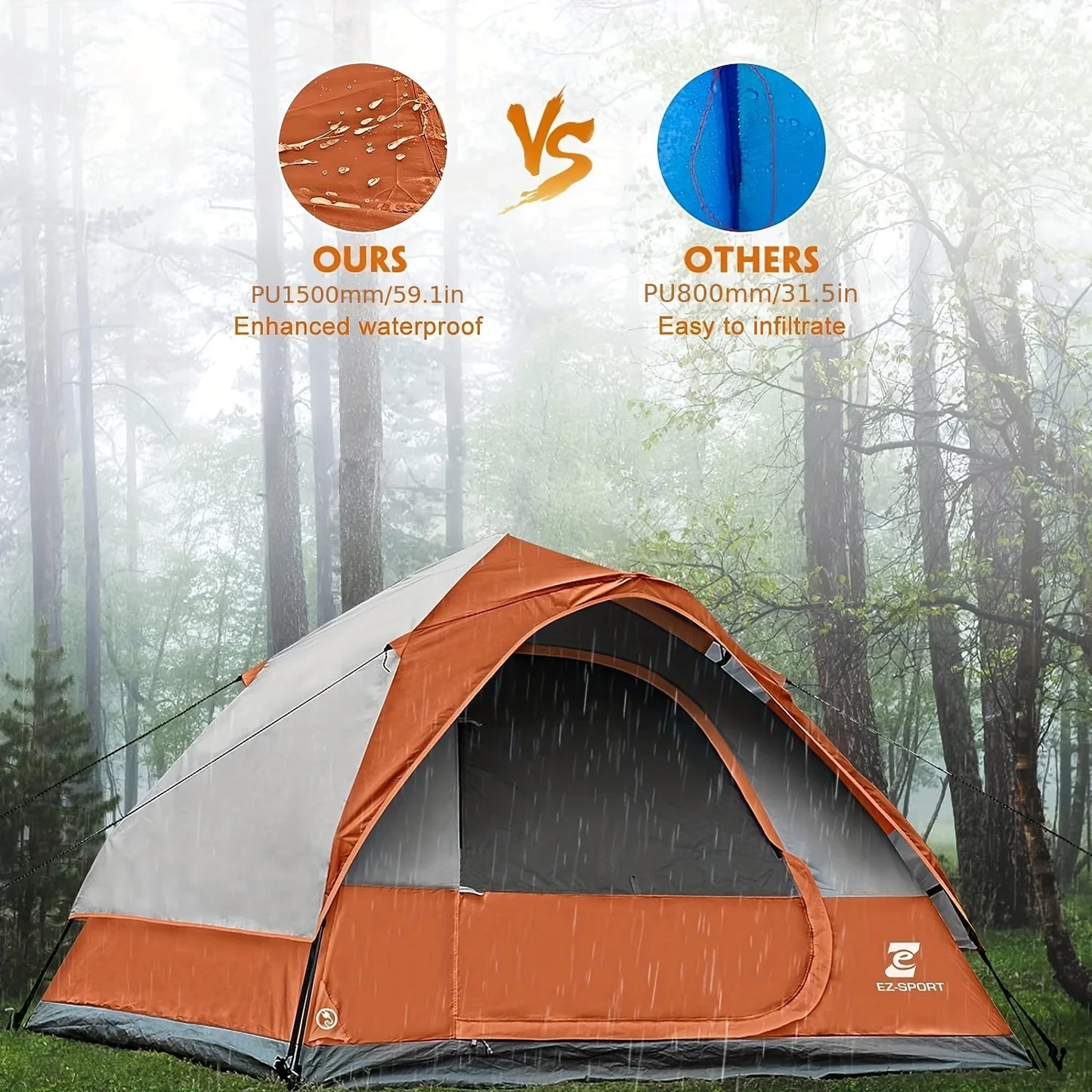 Unp 4 Person Pop Up Tent With Fly Waterproof Windproof