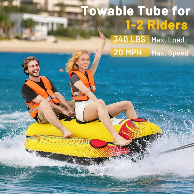 Goplus Inflatable Towable Tube Banana Boat EVA Padded Seats