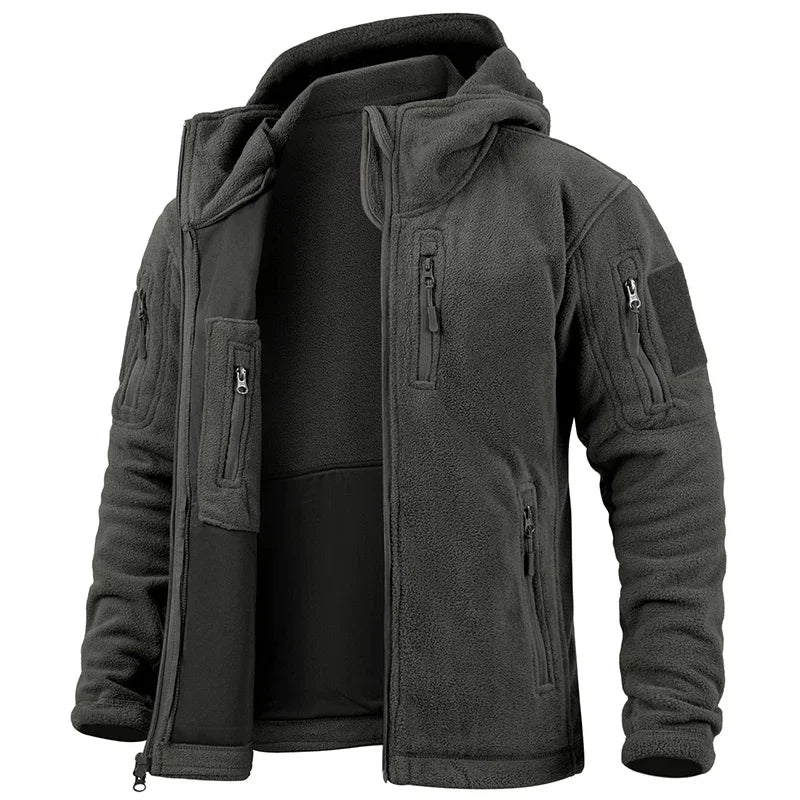 Men Hunting Fleece Jacket Full Zip Tactical Outdoor Warm