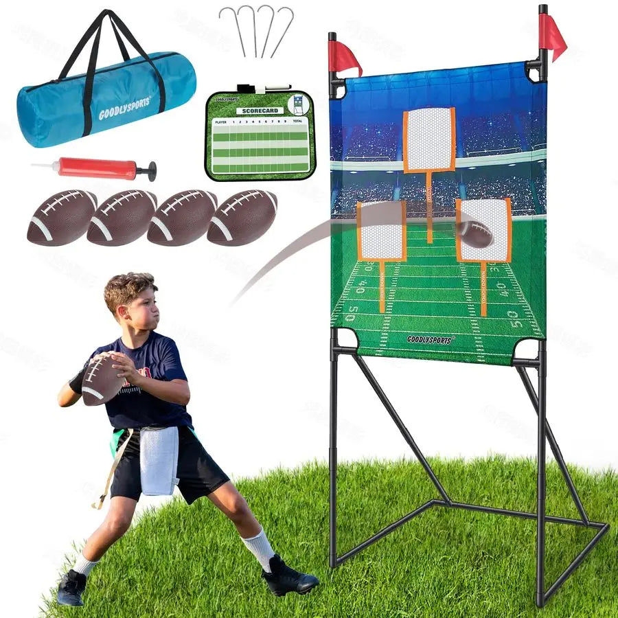 Football Toss Game With Inflatable Target Practice And Four Balls