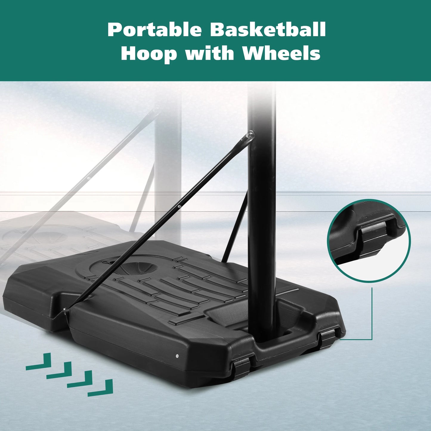 Portable Basketball Hoop System With Adjustable Mechanism For Indoor Outdoor
