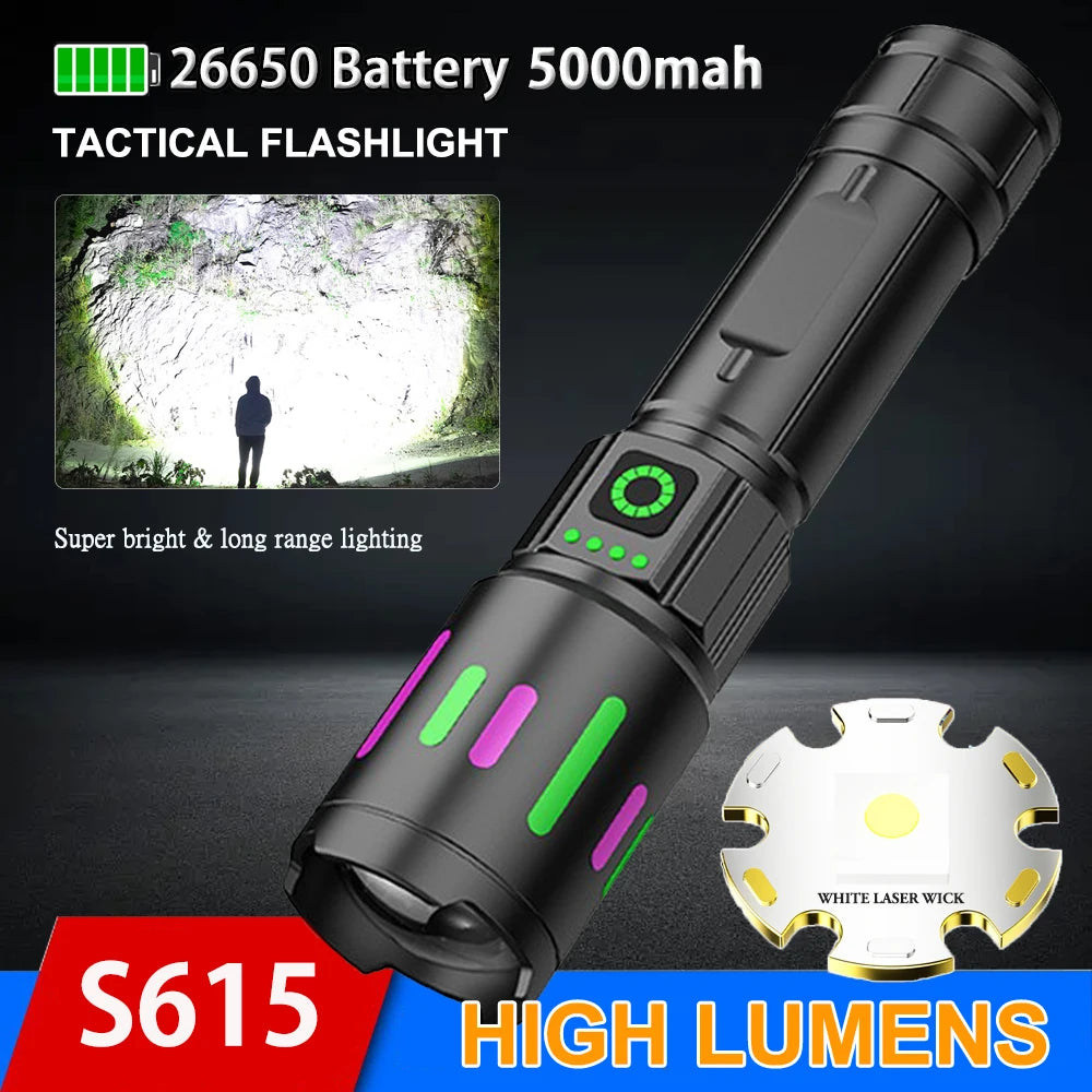 Electric S615 Powerful LED Flashlight Zoomable Tactical Torch Outdoors