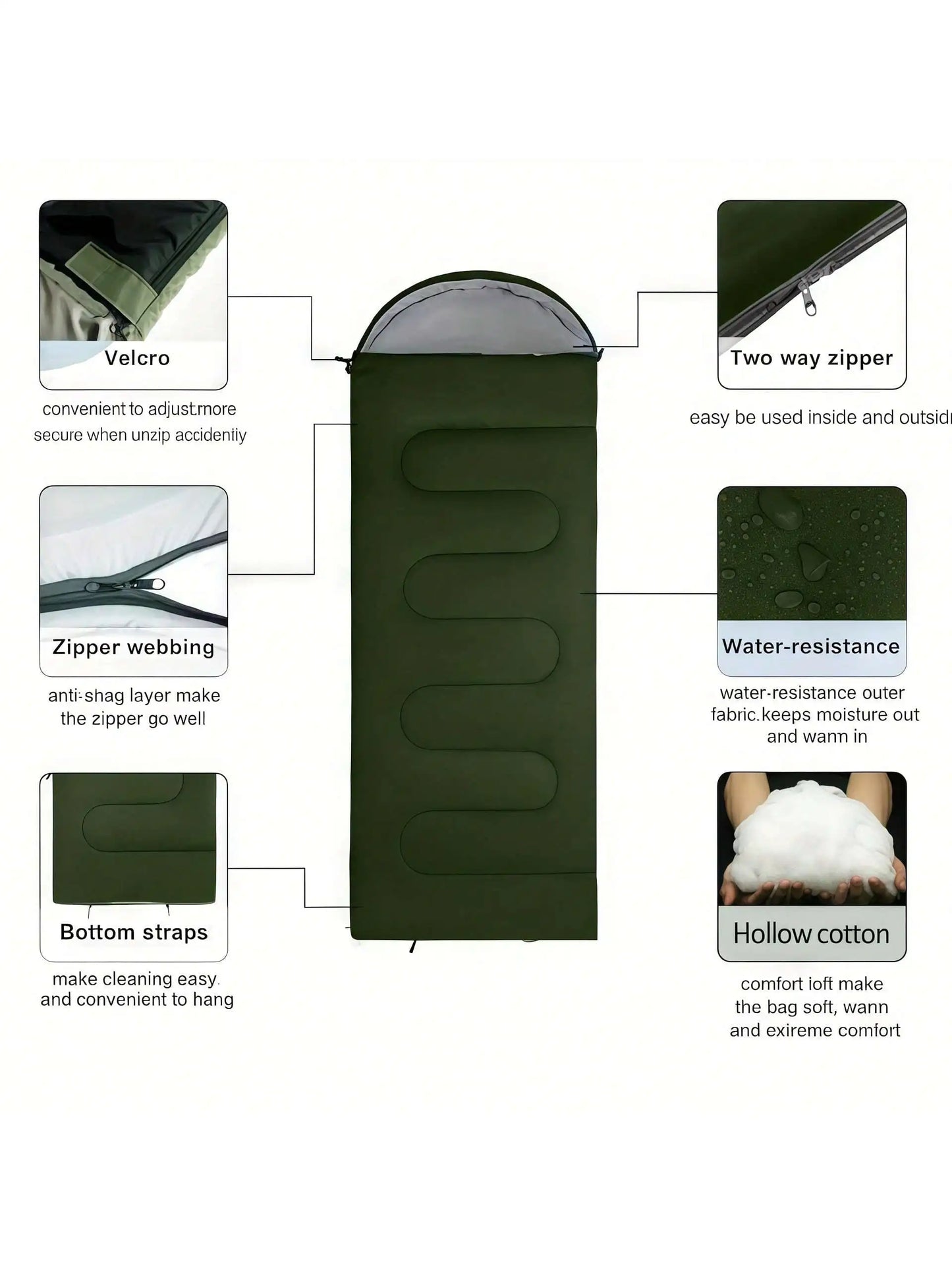 Camping Sleeping Bag Extended Thickened Warm Foldable For Outdoors