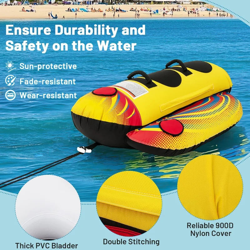 Goplus Inflatable Towable Tube Banana Boat EVA Padded Seats