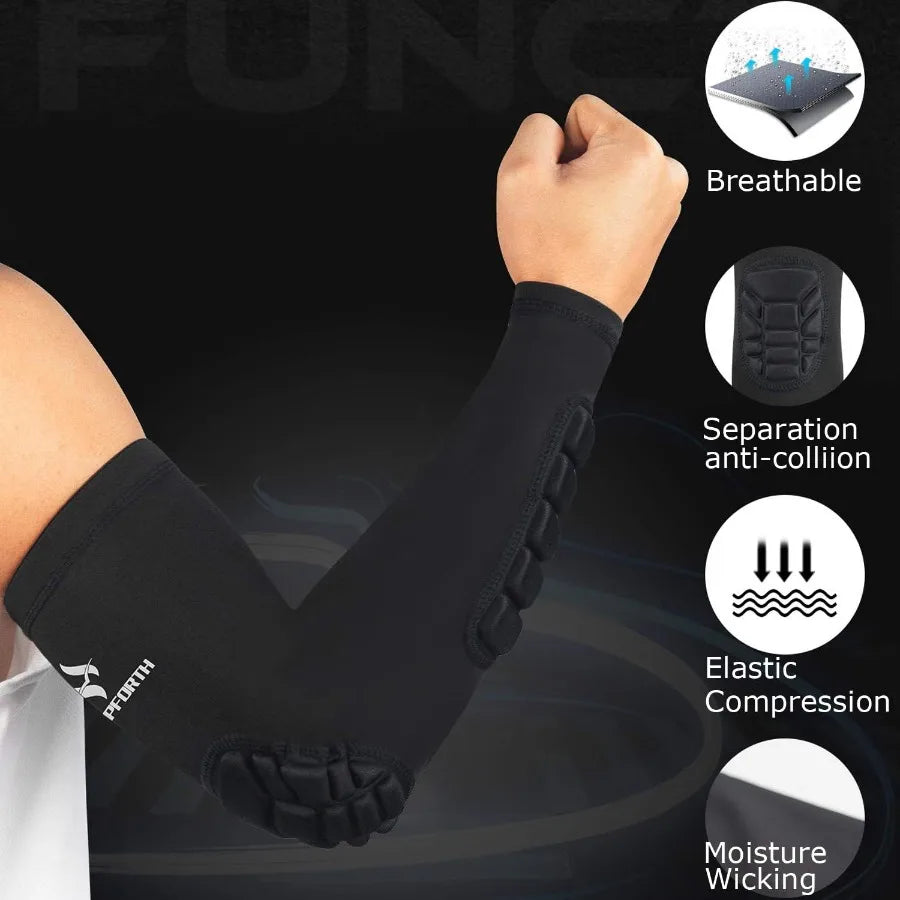 Hign-concerned 2 Pack Padded Elbow Forearm Sleeves Compression