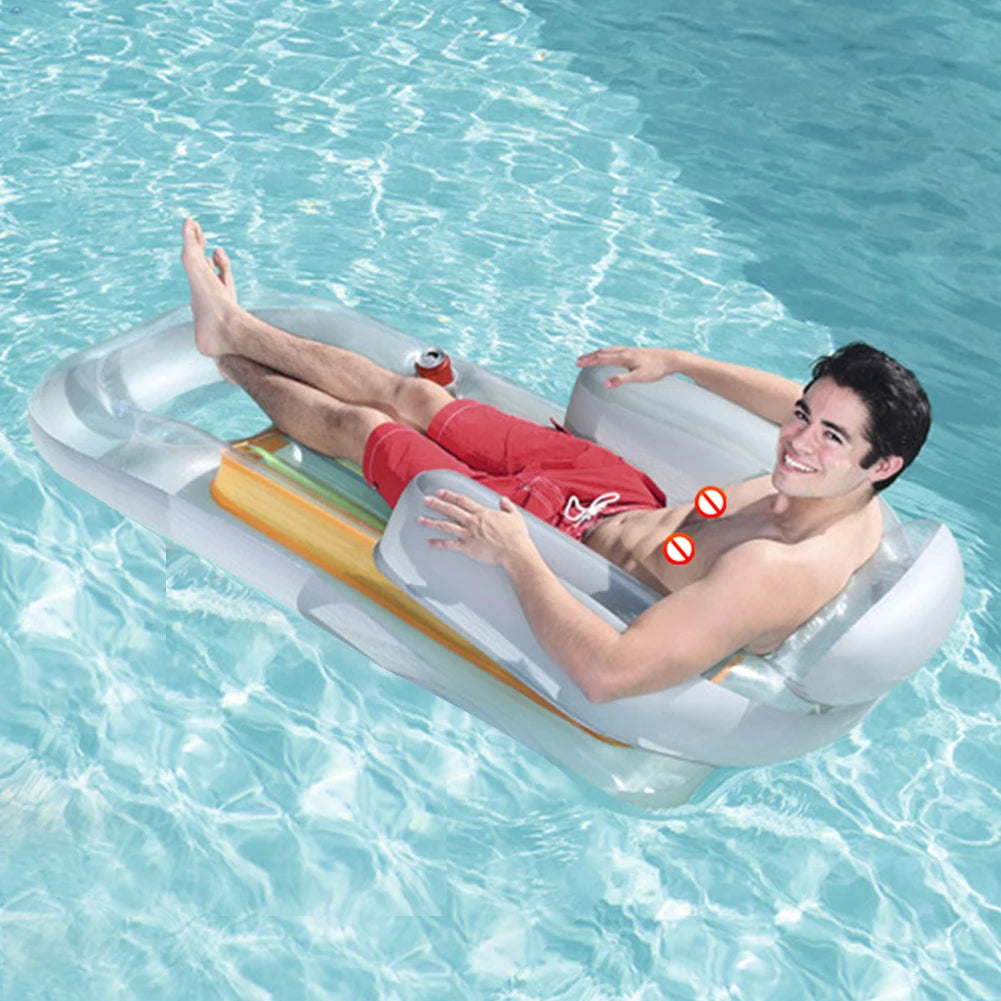 JOCESTYLE Inflatable Water Lounger Chair Floating Pool Seat With BackrestIntegrated