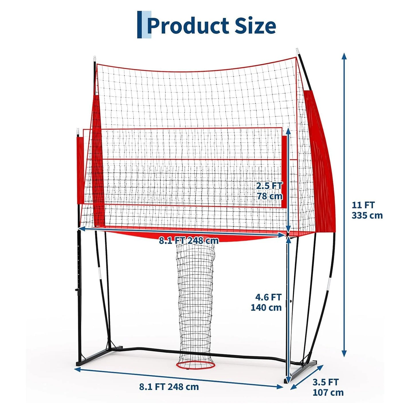 HiMISS Volleyball Practice Net Height Adjustable Portable Carry Bag