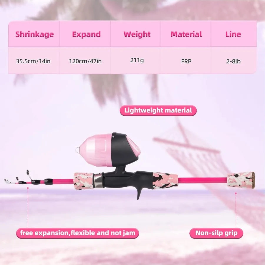 Hign-concerned Portable Telescopic Fishing Rod-and-Reel Combo-KitPro for Beginners